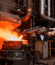 工人在工厂操作冶炼设备3117#横