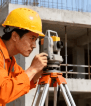 工地工程师使用测量仪器作业1084#横