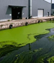 工厂旁水域污水藻类覆盖场景3000#横屏 