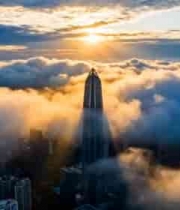  云海日出中的摩天大楼3102#横屏 	 