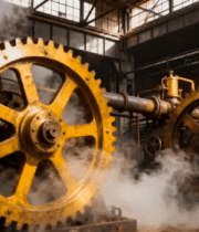 工厂内大型齿轮机械运作2726#横屏 