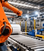 工厂机视频预械臂搬运纸卷场景2584#横