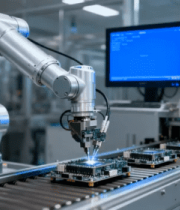 工厂机械臂自动化生产电路板5205#横屏 