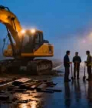  雨夜施工挖掘机作业3047#横屏 	 -