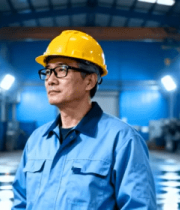 工厂工人头戴黄色安全帽5151#横屏 