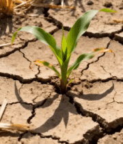 干裂土地上的玉米幼苗5045#横屏 