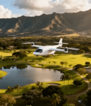 高尔夫球场飞机低空飞行画面828#横屏 