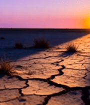 干旱土地夕阳自然风光1106#横