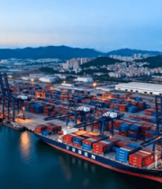 港口集装箱货轮航拍素材4389#横