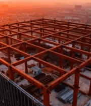 高层建筑钢结构施工航拍素材3119#横