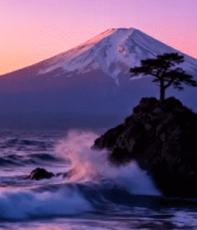 富士山海边日落风景4265#横屏 