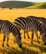 非洲草原斑马吃草场景1499#横屏 