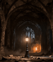 废弃教堂内复古路灯场景3791#横