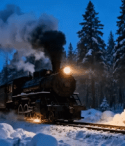 冬季森林中行驶的蒸汽火车(1)2171#横