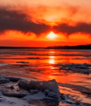 冬季河流夕阳美景1787#横屏 