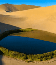 敦煌沙漠中的月牙泉全景4127#横