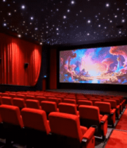 电影院内红色座椅观影场景537#横