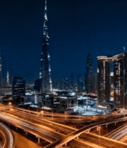 迪拜城市夜景车流俯瞰4525#横屏 