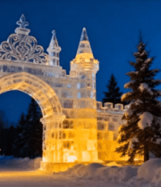 冬季冰雪城堡夜景4095#横屏 