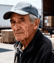 戴帽老人于物流场地的画面3324#横