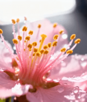 带水珠的粉色花朵特写5191#横屏 