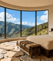 带山景大窗的卧室室内场景1622#横