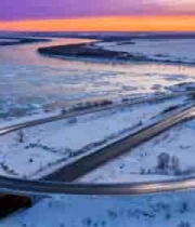  雪后弯道公路暮色2627#横屏 	 