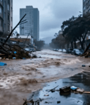 城市街道洪水灾害景象4171#横