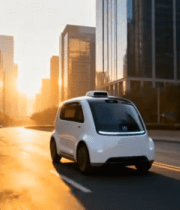 城市街道行驶的新能源汽车3907#横