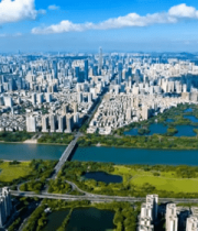 城市建筑河流全景航拍93#横屏 