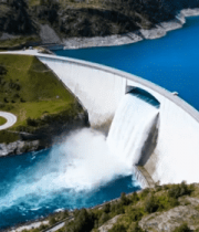 大坝泄洪自然风光航拍素材4366#横