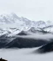  雪山云雾延时摄影2696#横屏 	 