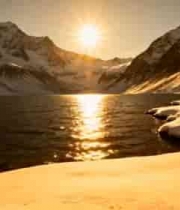  雪山湖泊日出风光2653#横屏 	 -