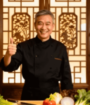 厨师竖拇指展示新鲜蔬菜3889#横