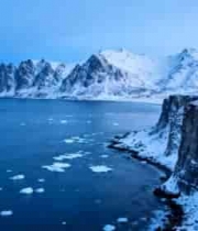  雪山冰川海岸风光2641#横屏 