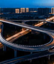 城市立交桥夜景车流画面(1)2718#横