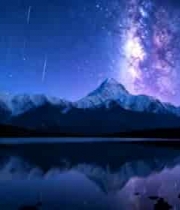  星空银河下的雪山湖泊2570#横屏 	 