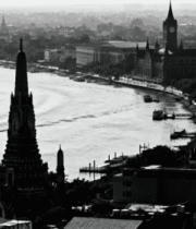 城市道路两旁高楼林立景象413#横