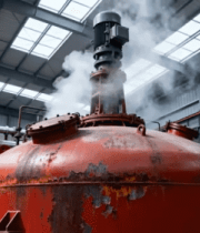 厂房内红色工业设备运作画面4759#横屏 