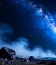  星空下的岩石与云雾2565#横屏 	 