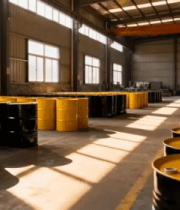 厂房内摆放着油桶674#横屏 