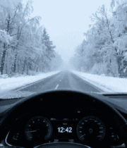 车内视角看冬季雪景公路1983#横