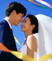  新婚夫妻浪漫拥吻2526#横屏 	 -