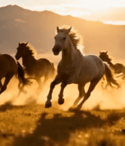 草原上奔跑的马群()2975#横屏 