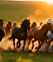 草原上奔跑的马群1198#横