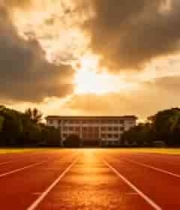  校园红色跑道日落景象2517#横屏 	 -