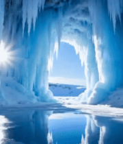 冰洞内部阳光照射景象2951#横屏 