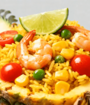 菠萝盛装的海鲜炒饭1459#横