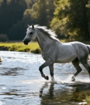 白马于溪边漫步4348#横