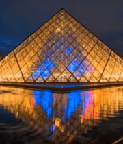 巴黎卢浮宫金字塔日落景象1023#横